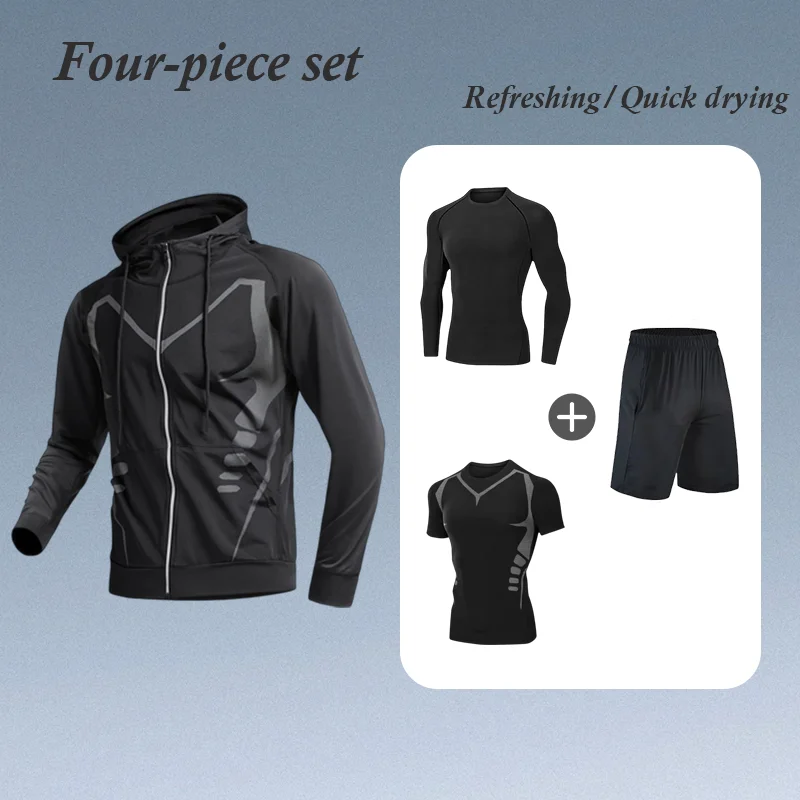 Men's Spring and Summer Running Sports Suit 2025 New Trendy Quick-Dry Training Fitness Clothes Morning Running Cycling Outfit