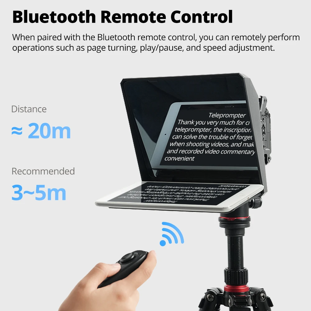 AMBITFUL T1PRO Universal Teleprompter Prompter DSLR Camera Phone Tablet Streaming Recording With Remote,Tripod,Hot Shoe Mount