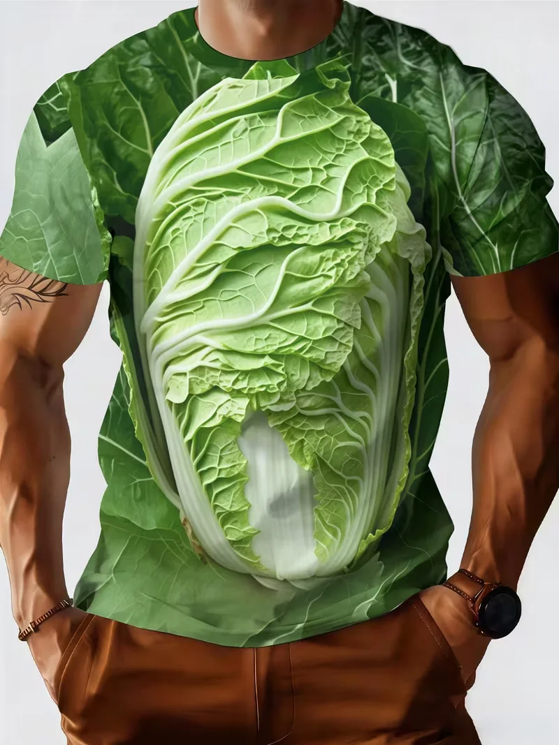 Funny Cabbage Lettuce T-Shirts Vegetable 3D Print Men Women Short Sleeve T Shirt Harajuku Y2K Tops Oversized Tees Men's Clothing