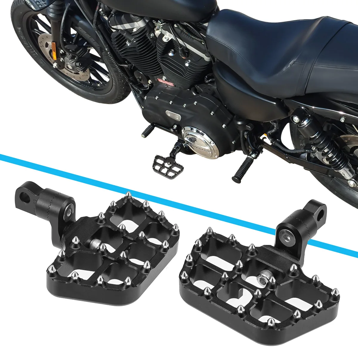 

Motorcycle Riveted Foot Pegs Wide Floorboards Footpegs Footrest Pedals For Harley Sportster 883 Dyna Fat Bob Softail Touring