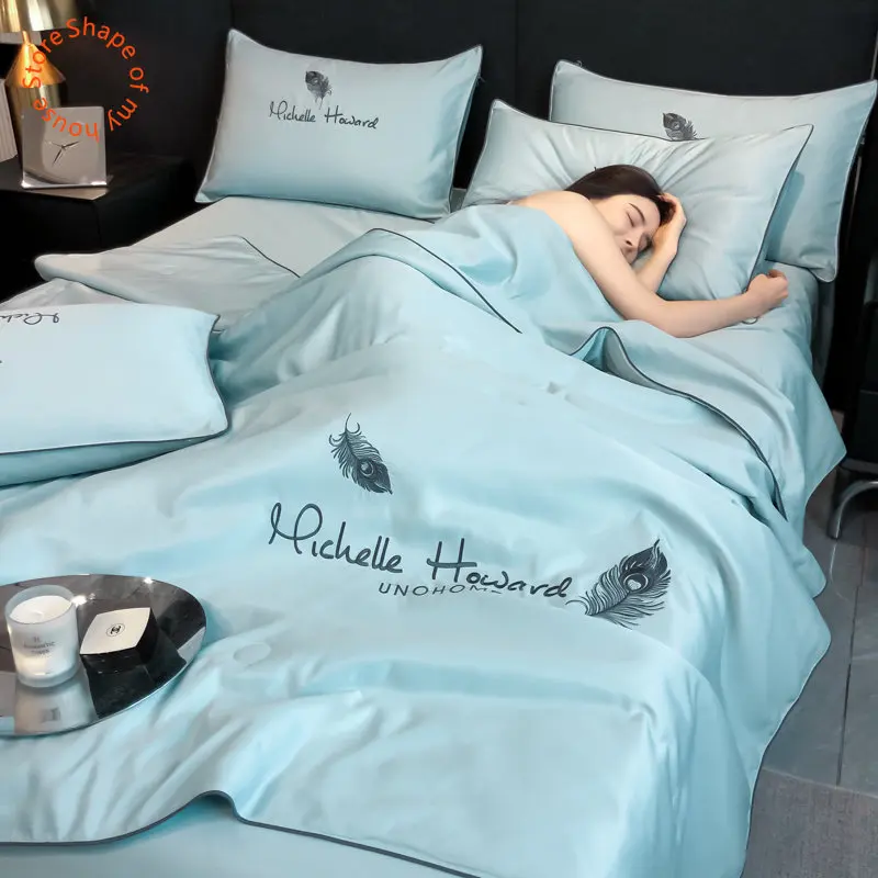 

Light Luxury Summer Cool Quilt Ice Silk Air-Conditioning Quilt Single Double Thin Blanket Bedding Queen Size Comforters Pink