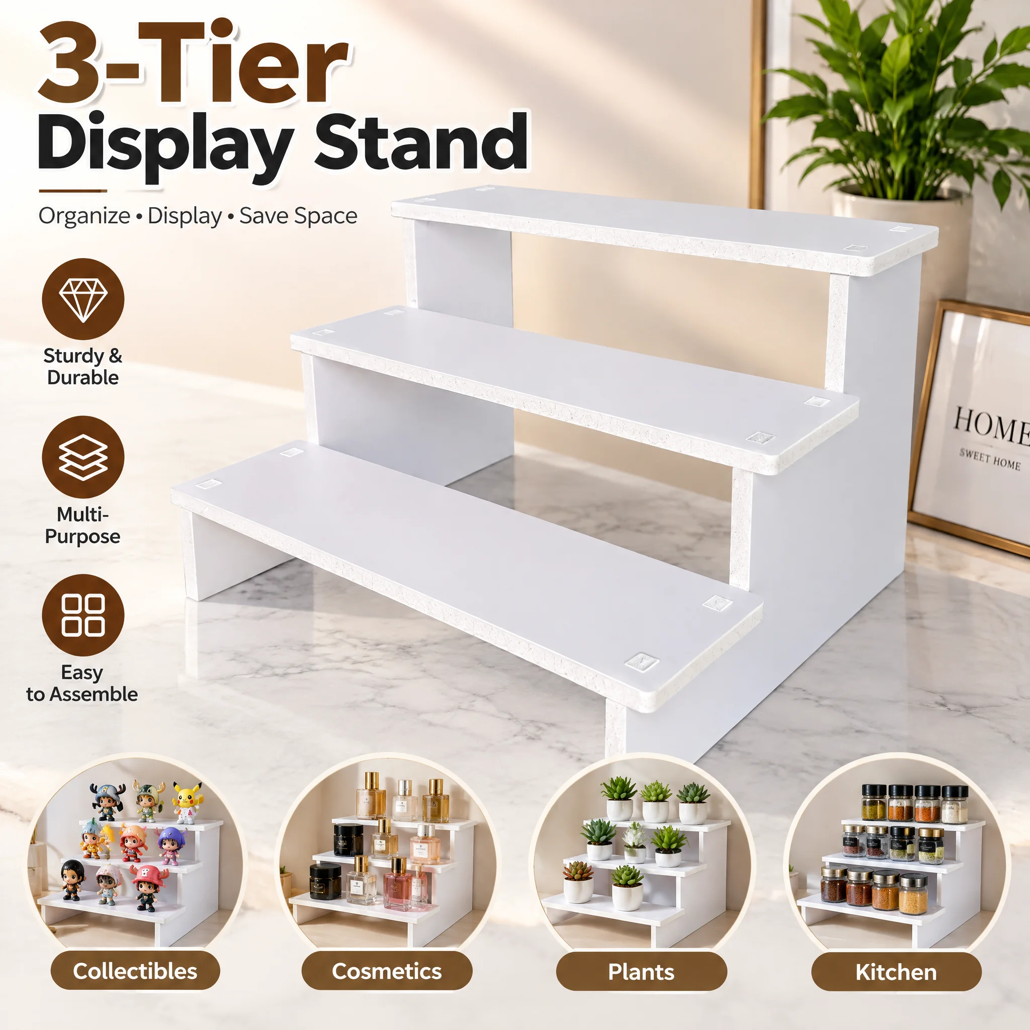 PCV Three-Layer Assembly Storage Rack Organizer for Home Office Space Saving Solution