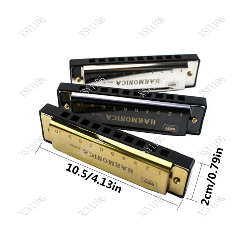 Key of C 10 Hole Diatonic Harmonica - with Storage Case for Beginner Kids Students Music Instrument Gift