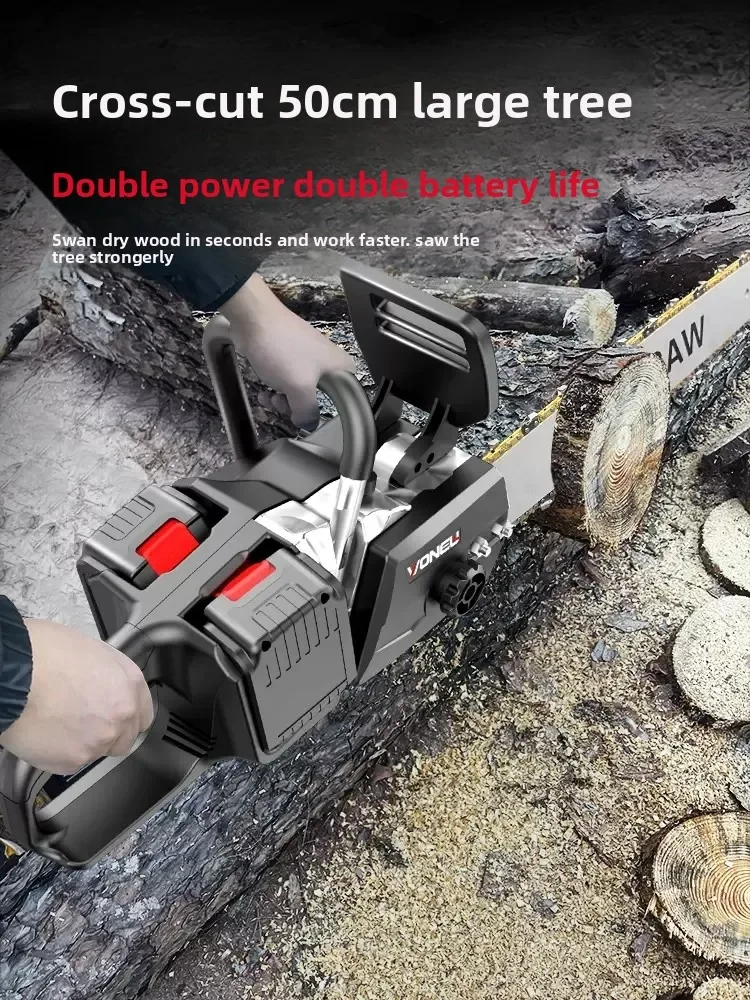 Brushless Rechargeable Lithium Handheld Electric Chainsaw Outdoor Firewood Logging Cutting Saw