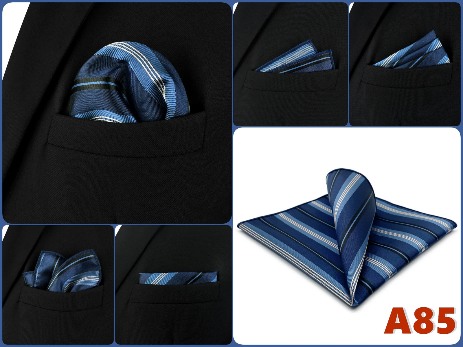 Luxury Mens Pocket Square Handkerchief Multiple Designs Classic Suit Hanky Large Striped Gentlemen Wedding Party Gift for Men