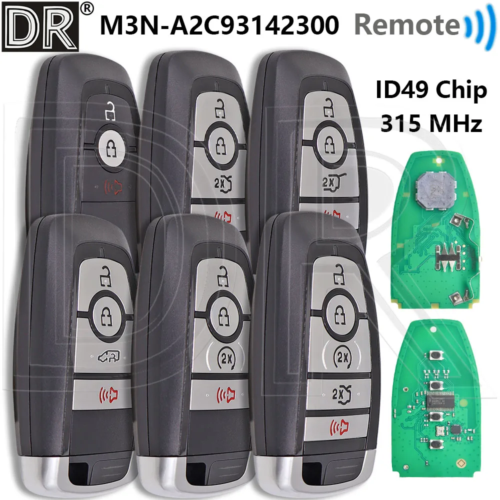 Great 315MHz ID49 Chip M3N-A2C93142300 Car Remote Key For Ford Edge Mustang Explorer Sport F Series Fusion Shelby Cobra GT350