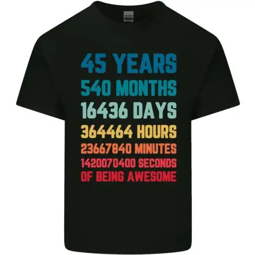 45th Birthday 45 Year Old Mens Cotton T-Shirt Tee Top