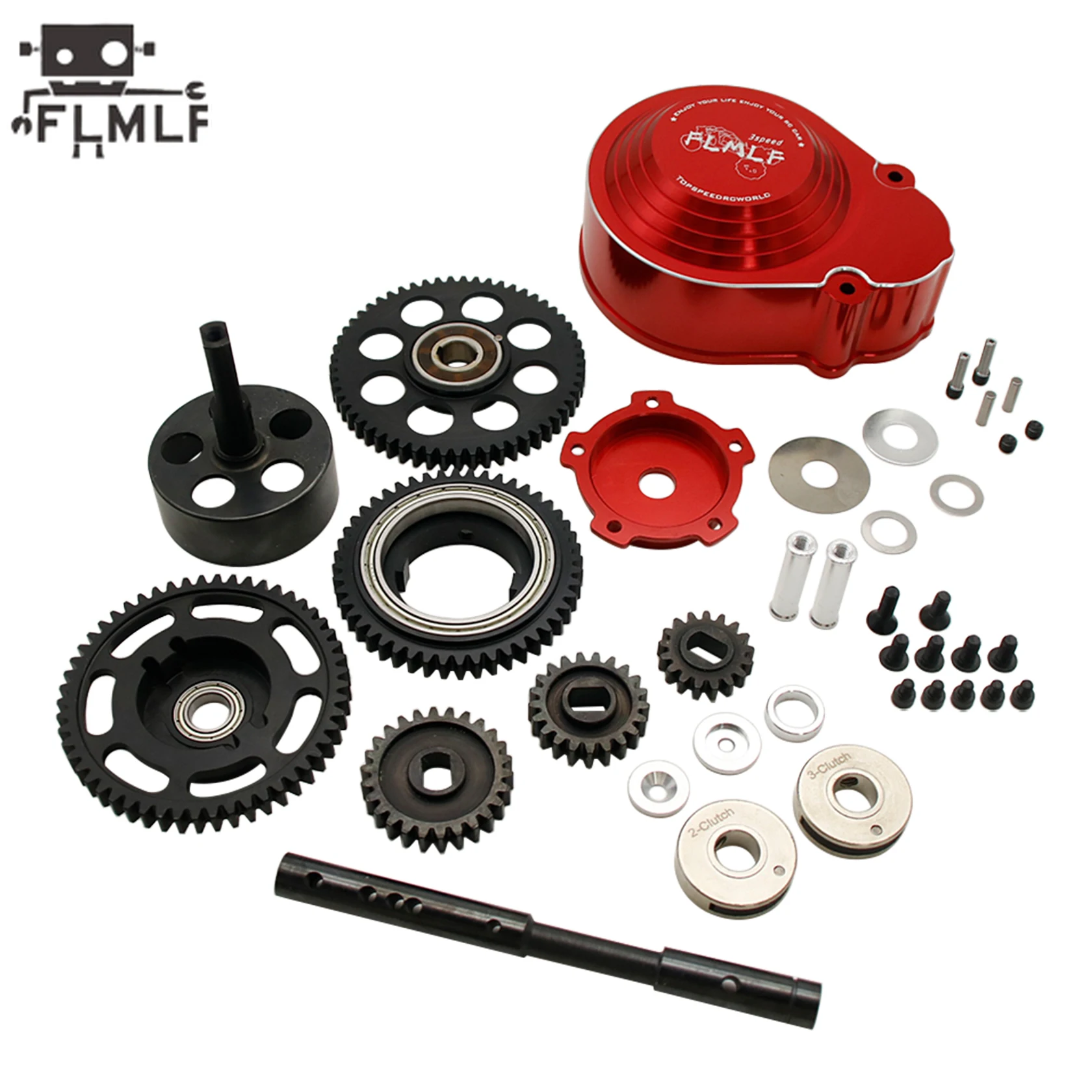 FLMLF upgrade Metal 3 Speed Transmission Gear Kit or Gear Cover for 1/5 HPI ROFUN ROVAN KM BAJA 5B 5T 5SC Parts
