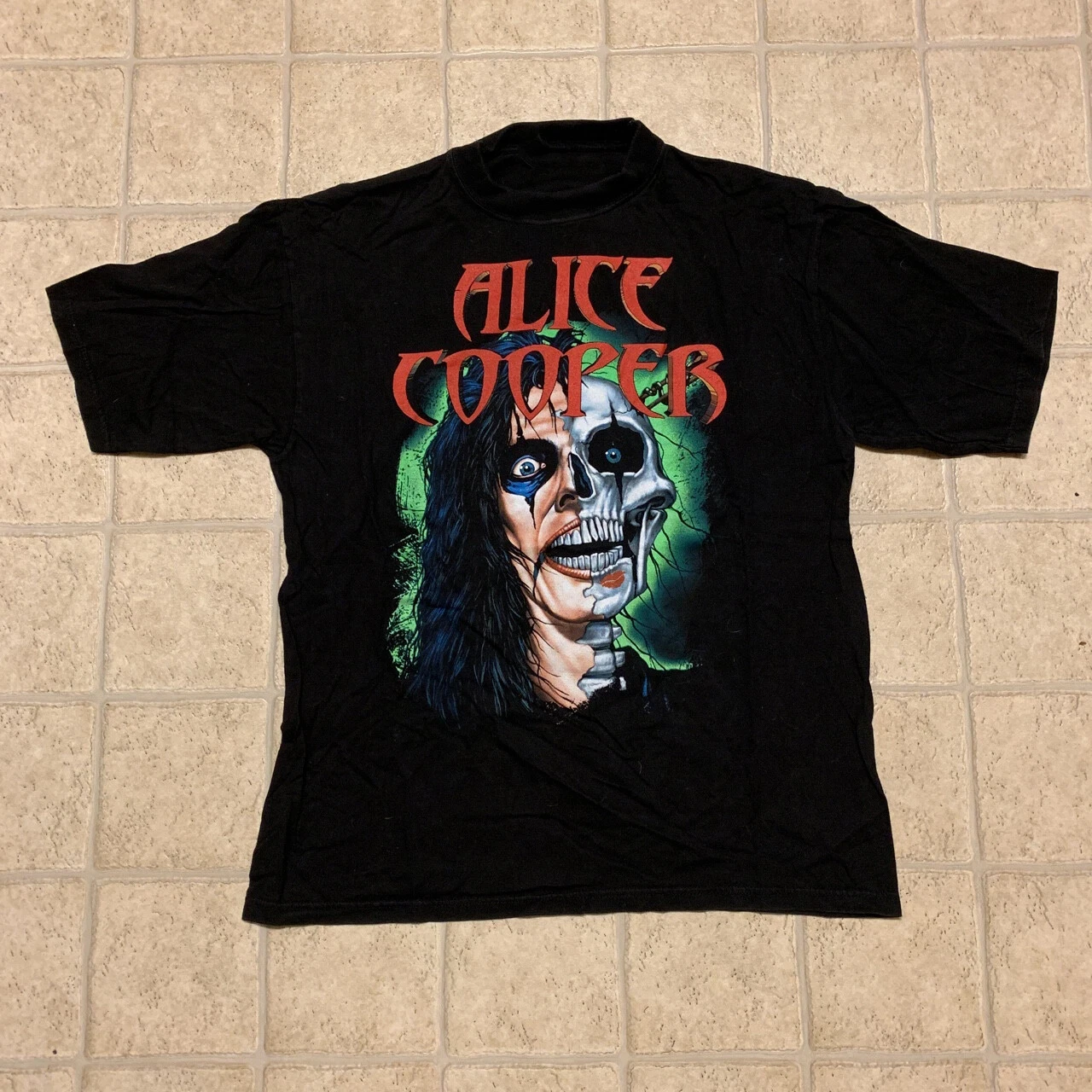 تي شيرت Alice Cooper Concert Tour قطن أسود قصير الأكمام للجنسين جميع المقاسات تي شيرت برسومات الشارع