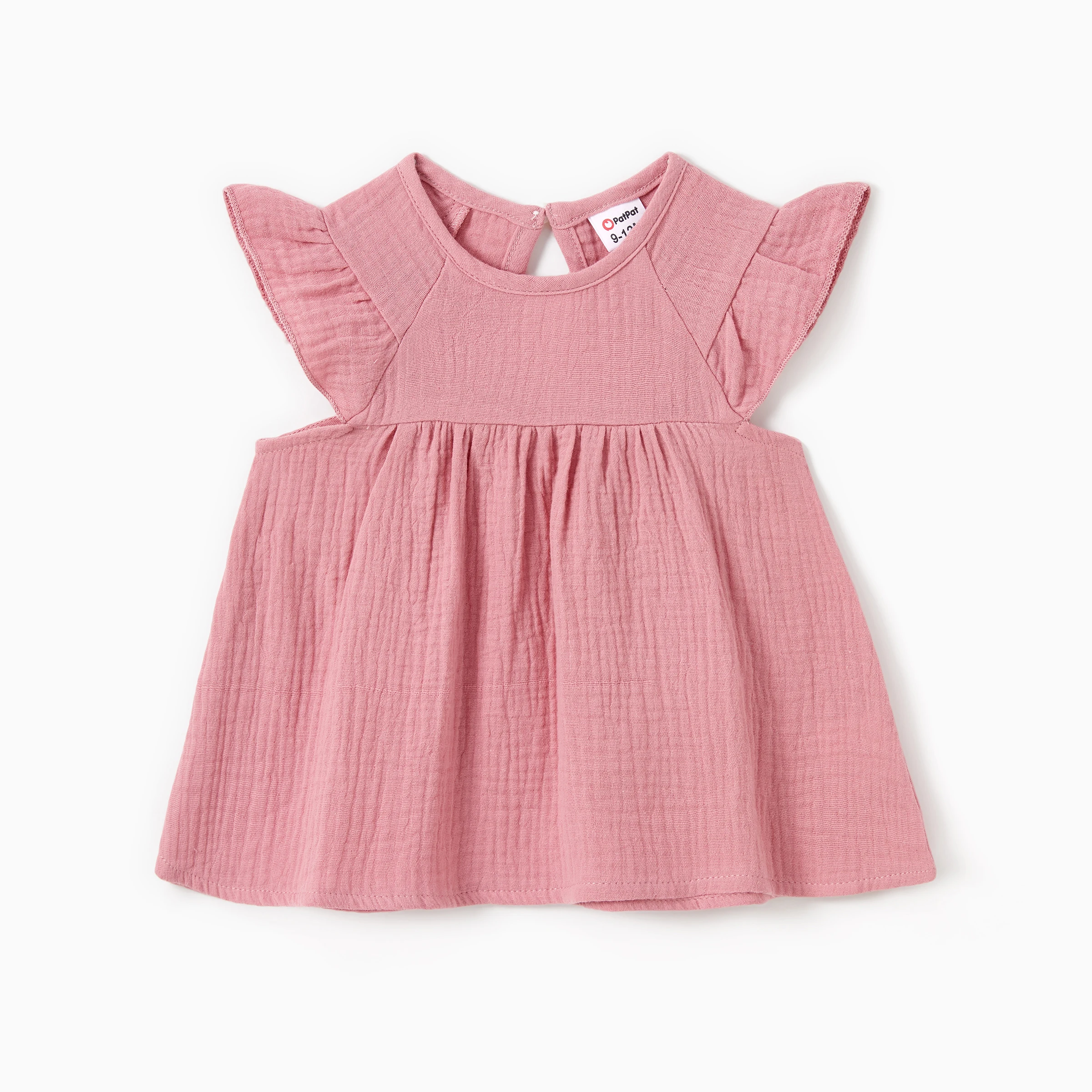 PatPat Mommy and Me Matching Pink Button Up Belted Ruffle Trim High-Low Dresses