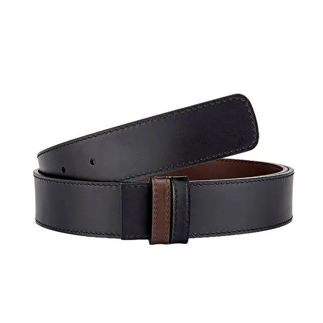 

3.5CMHigh-end cowhide leather plate buckle perforated headless belt 3.5cm Fila belt