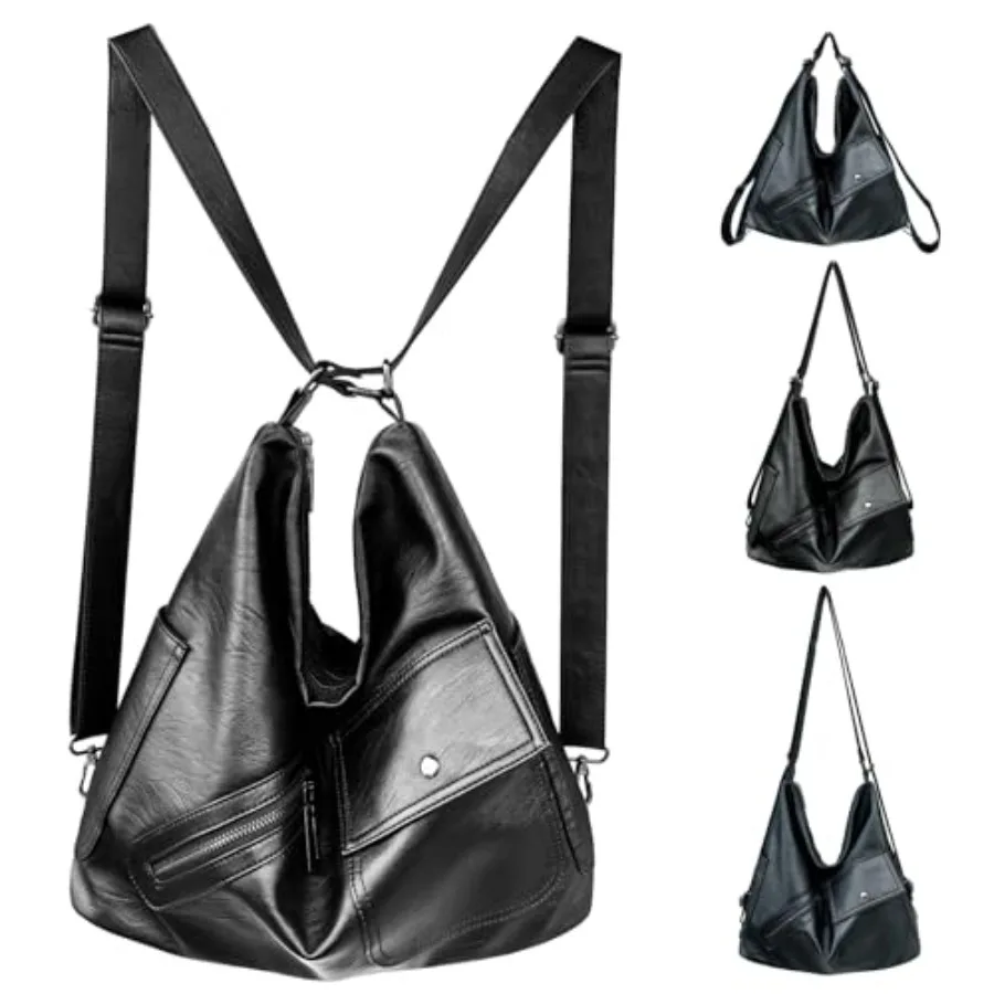 

4-in-1 Convertible Crossbody Backpack Purse for Women, Large Soft Vegan Casual Daily Work Travel Hobo Bag
