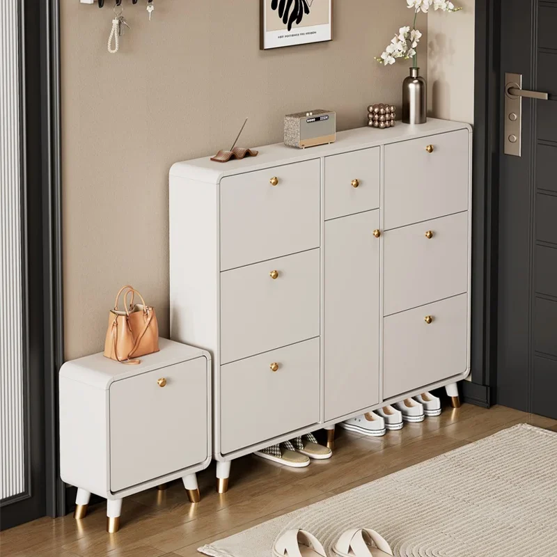 

White Luxury Tipping Shoe Cabinet Organizer Entryway Modern Ultra Thin Shoe Cabinet Designer Nordic Mueble Zapatero Furniture