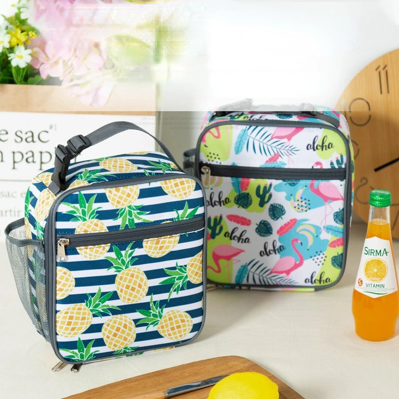 New Cartoon Printed Lunch Bag Women Cute Dinosaur Picnic Travel Thermal Breakfast Box Girls School Child Lunch Box Tote Food Bag