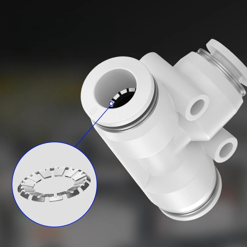 Pneumatic Fitting High Strength Plastics Pipe Connectors White Fittings Thread Tube Connector PU PE PEG PY 4/6/8/10-16mm Adapter
