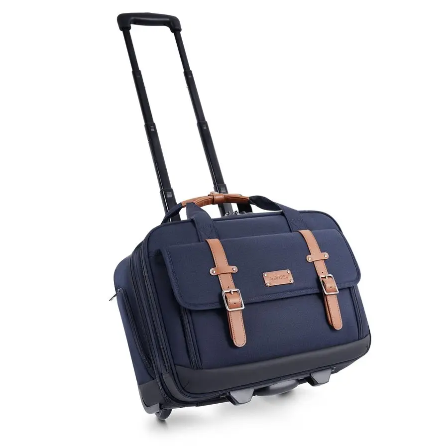 

Laptop Bag for Men and Women, 17 Inch Roller Computer Briefcase, Underseat Carry On Luggage Suitcase with Wheels, Waterproof 2 W