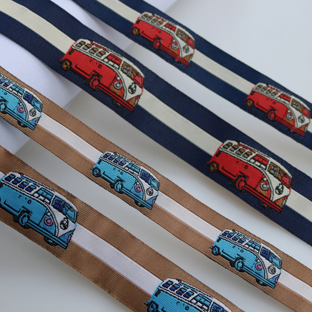 10 Yards 16mm And 22mm  Width German Bus Cartoon Jacquard Embroidery Ribbon