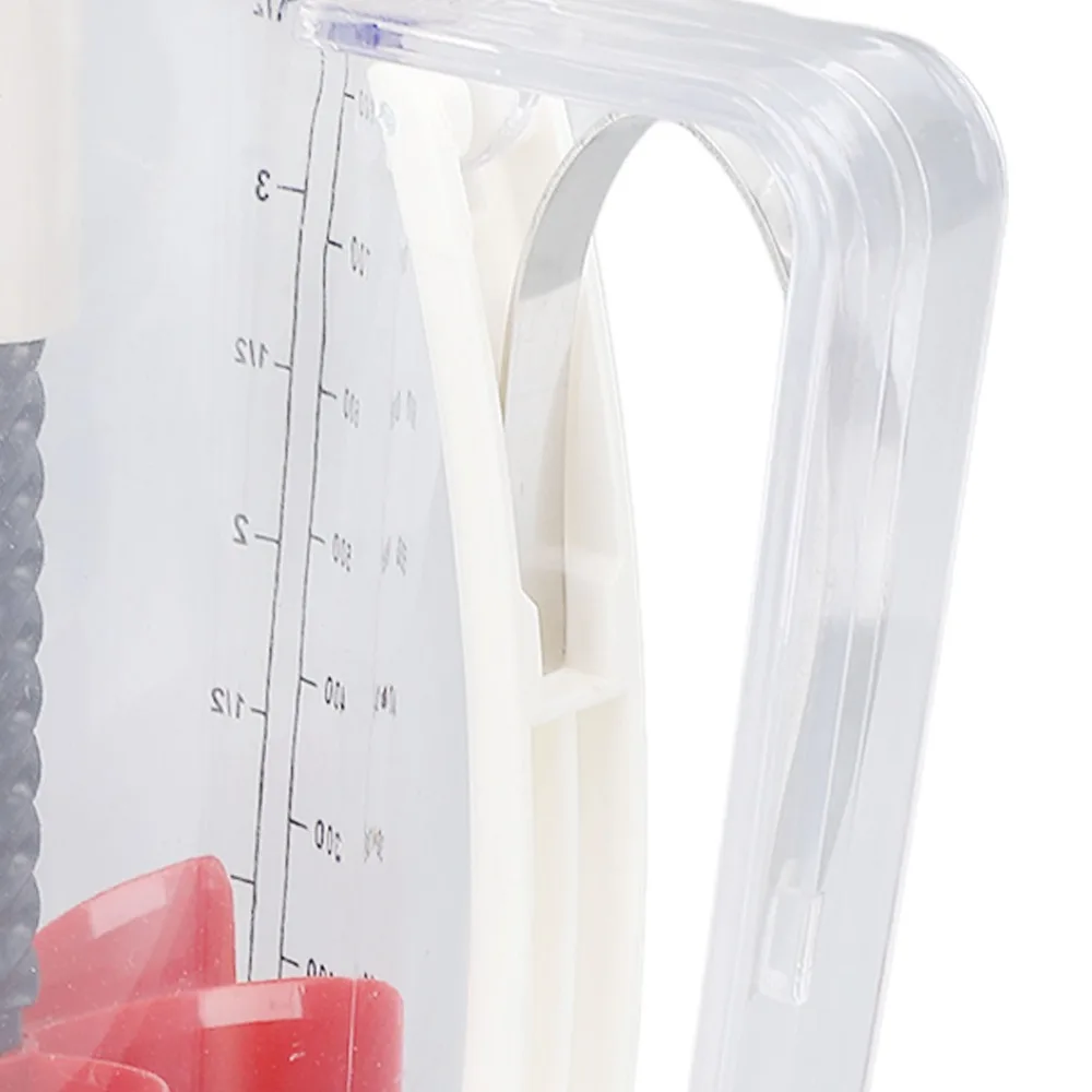 ABS Pancake Batter Dispenser 900ml Capacity Squeeze Handle Cupcake Batter Separator Transparent Red Black White Mixing Function