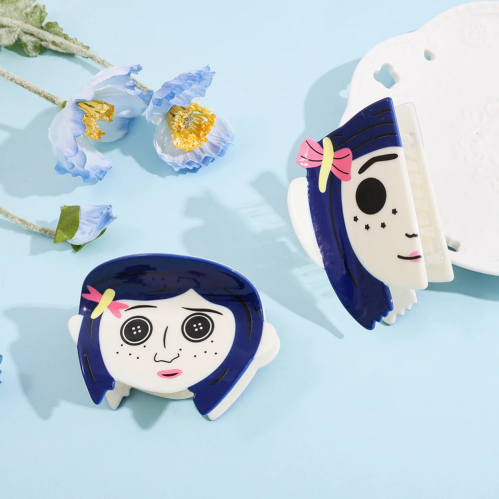 1 قطعة/2 قطعة كورالاين من ديزني - مشبك شعر أكريليك مستوحى من الشعر! تصميم رأس كرتوني مبتكر، مثالي للأناقة ومتعدد الاستخدامات #2