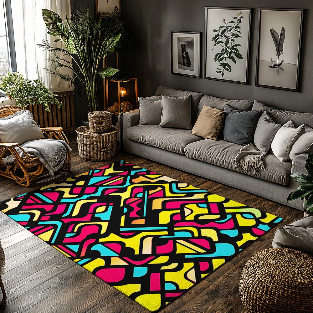 

Стильный абстрактный коврик, современный нескользящий коврик для дома и улицы, декор с геометрическим узором, напольный коврик для гостиной, кухни, входа