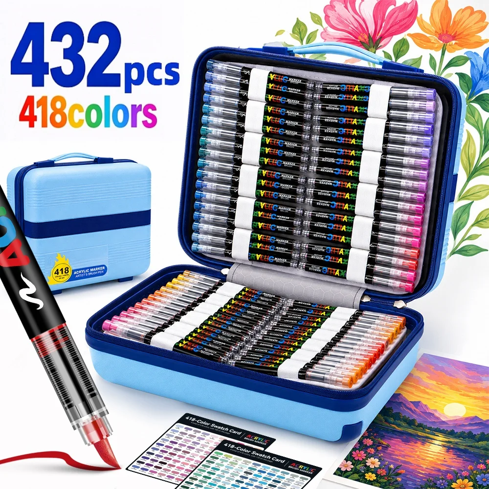 

432pcs/418 Colors Direct-liquid Acrylic Paint Pens Brush Marker Pen for Rock Painting Stone Ceramic DIY Art Supplies Stationery