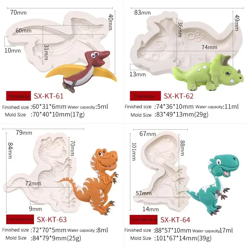 Dinosaurs Silicone Mold Candy Chocolate Cake Decorating Baking Accessories Tools Kids DIY Creative Baking Moudels Kitchen Tool