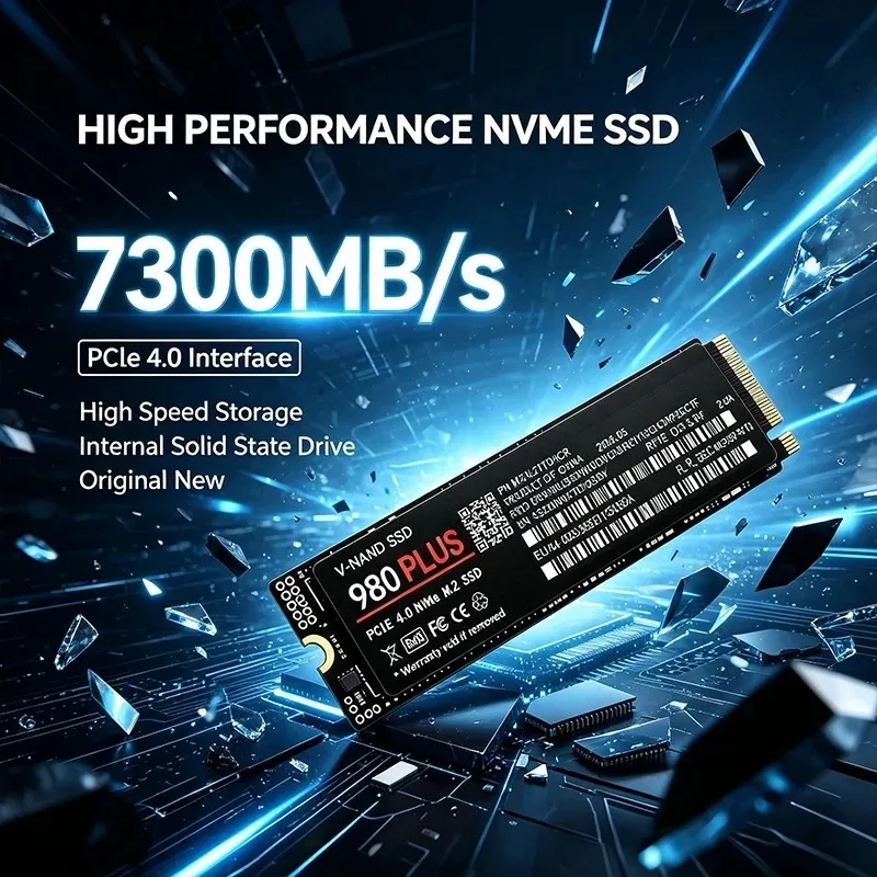980 PLUS Internal M.2 NVMe SSD PCIe Gen4.0 X4 TLC 3D NAND 7300MB/s, 1TB, 500GB, 2TB, 4TB, 2280 Gaming Drive For PS5, PC, Laptop.