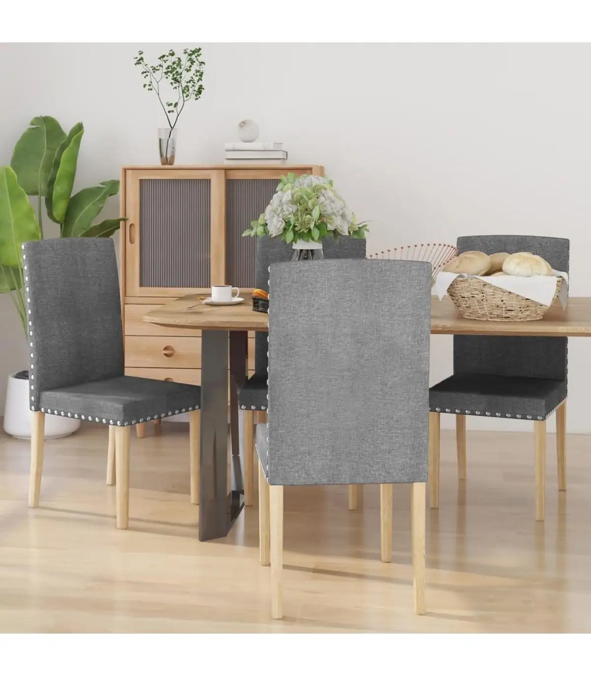 Dining chairs dining chairs 4 units light gray fabric