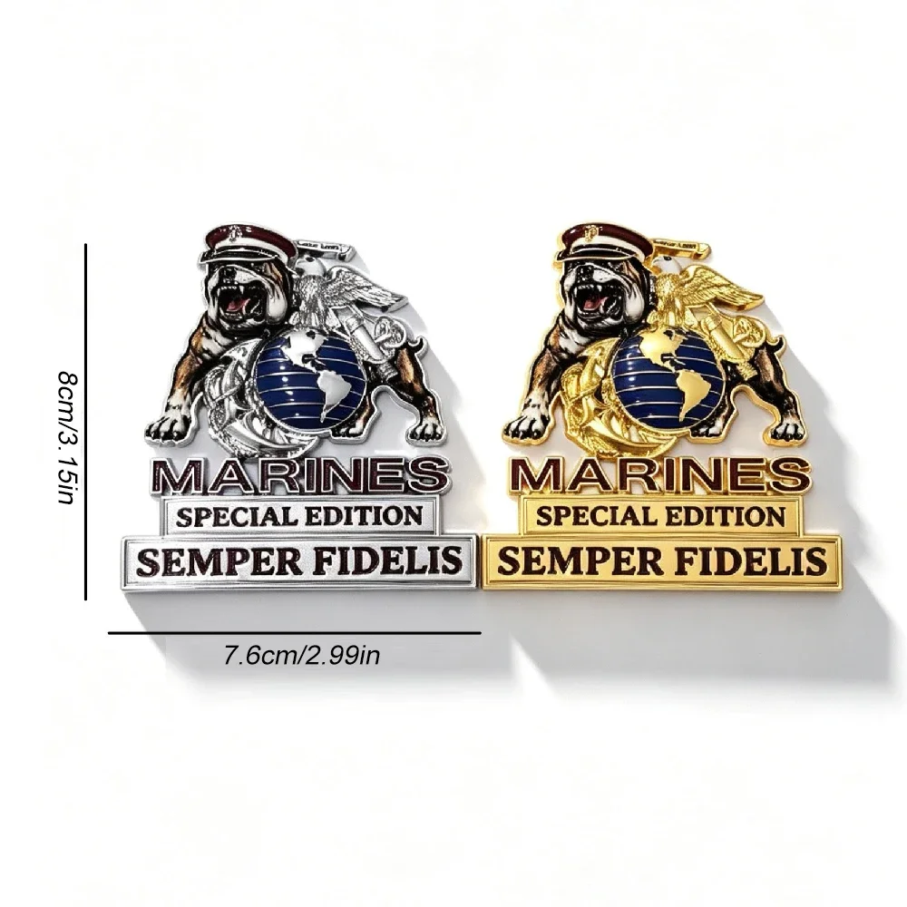 1Pcs USMC Bulldog Car Emblem - 3D Heavy Duty Metal Marine Corps Auto Badge, Semper Fidelis Special Edition Decal for Cars