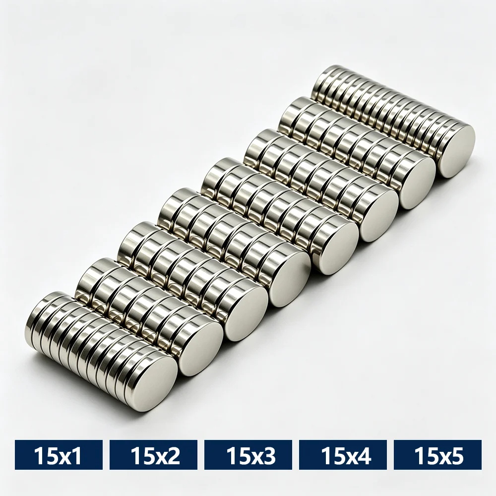 15x2 15x5mm N35 Round Neodymium Magnet Disc Powerful Permanent NdFeB Magnets for Fridge Stickers, DIY Craft, Home Office