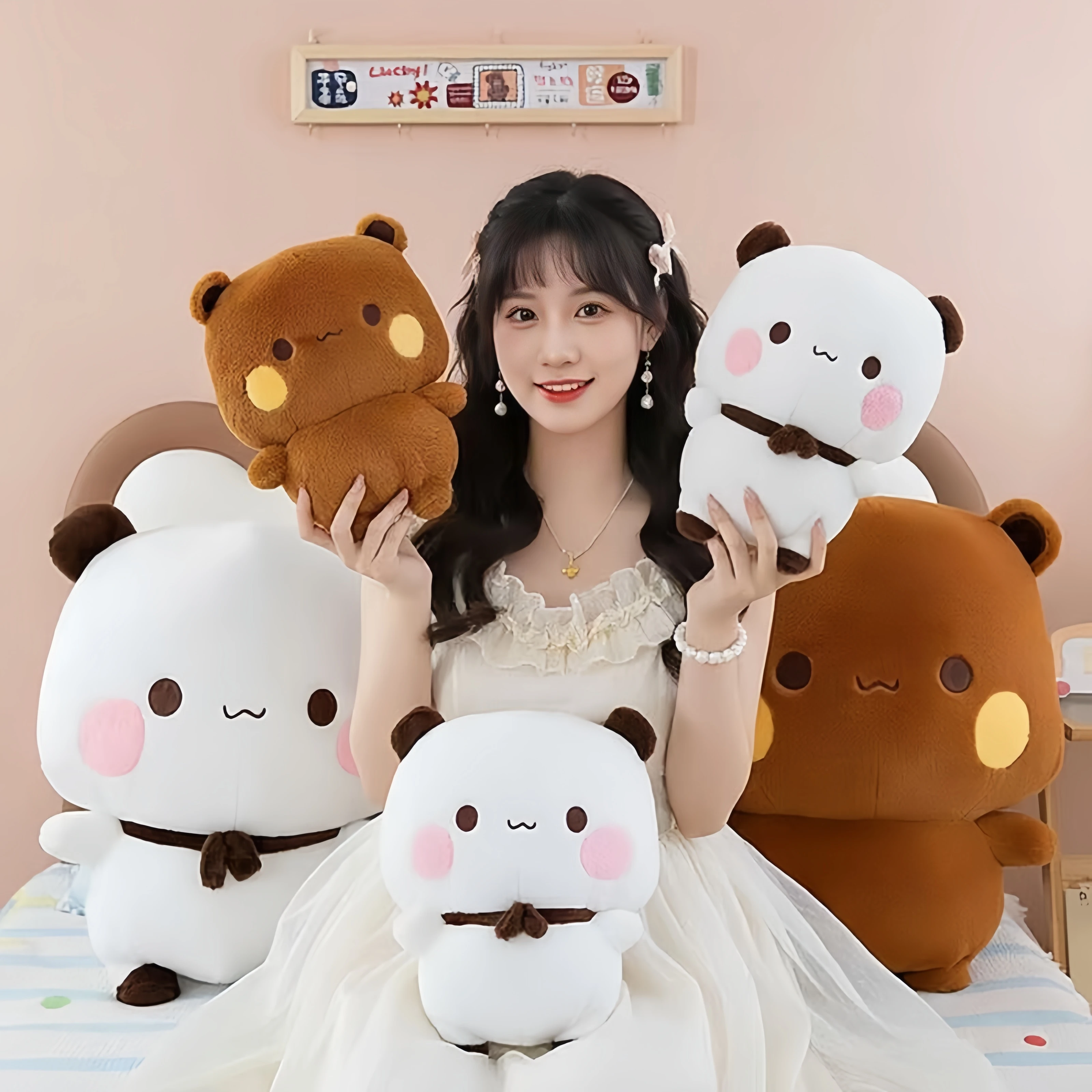 

35cm Yier And Bubu Plush Doll Soft Stuffed Pillow Toy Cartoon Figure Trendy Desktop Ornament Lovely Gift for Birthday Or Holiday