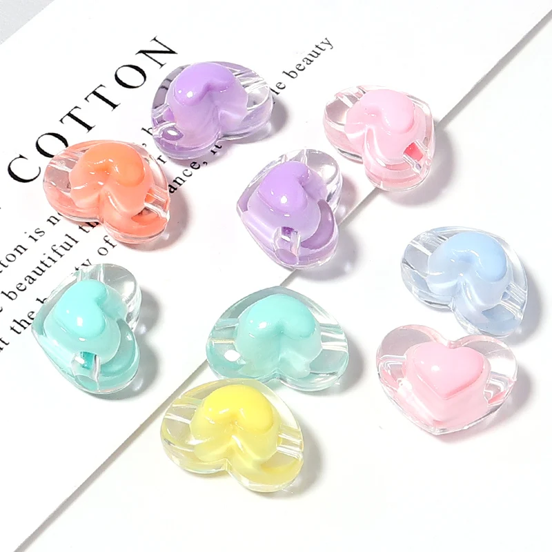 

50Pcs Acrylic Beads Mixed Color Love Heart Beads Transparent Spacer Beads In Beads For Jewelry Making DIY Handmade Accessories