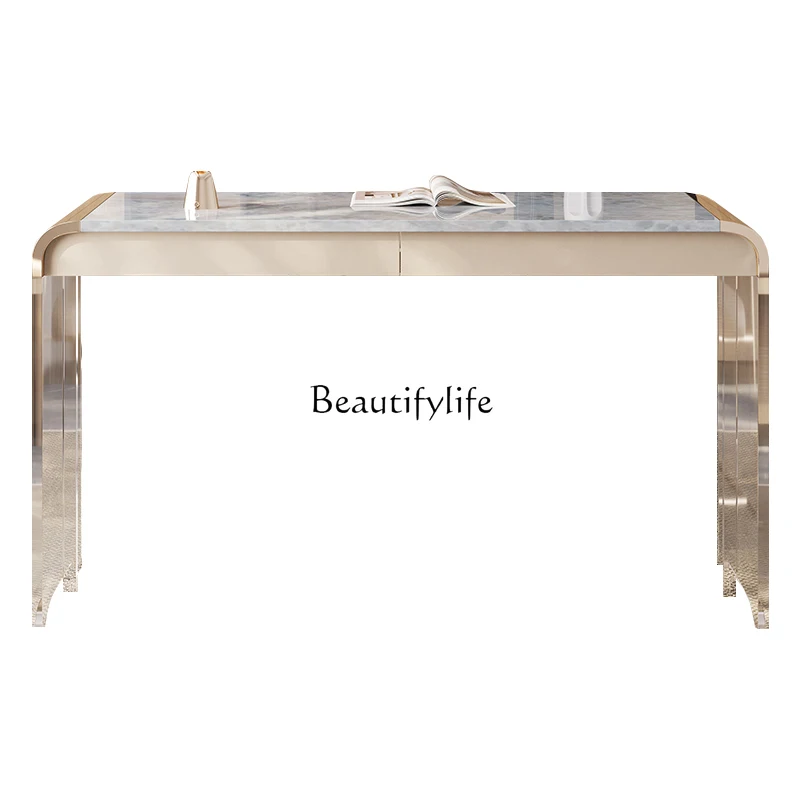 

Acrylic Desk Natural Marble Blue Ice Jade Surface Floating Cream Style Luxury Stone Computer Desk