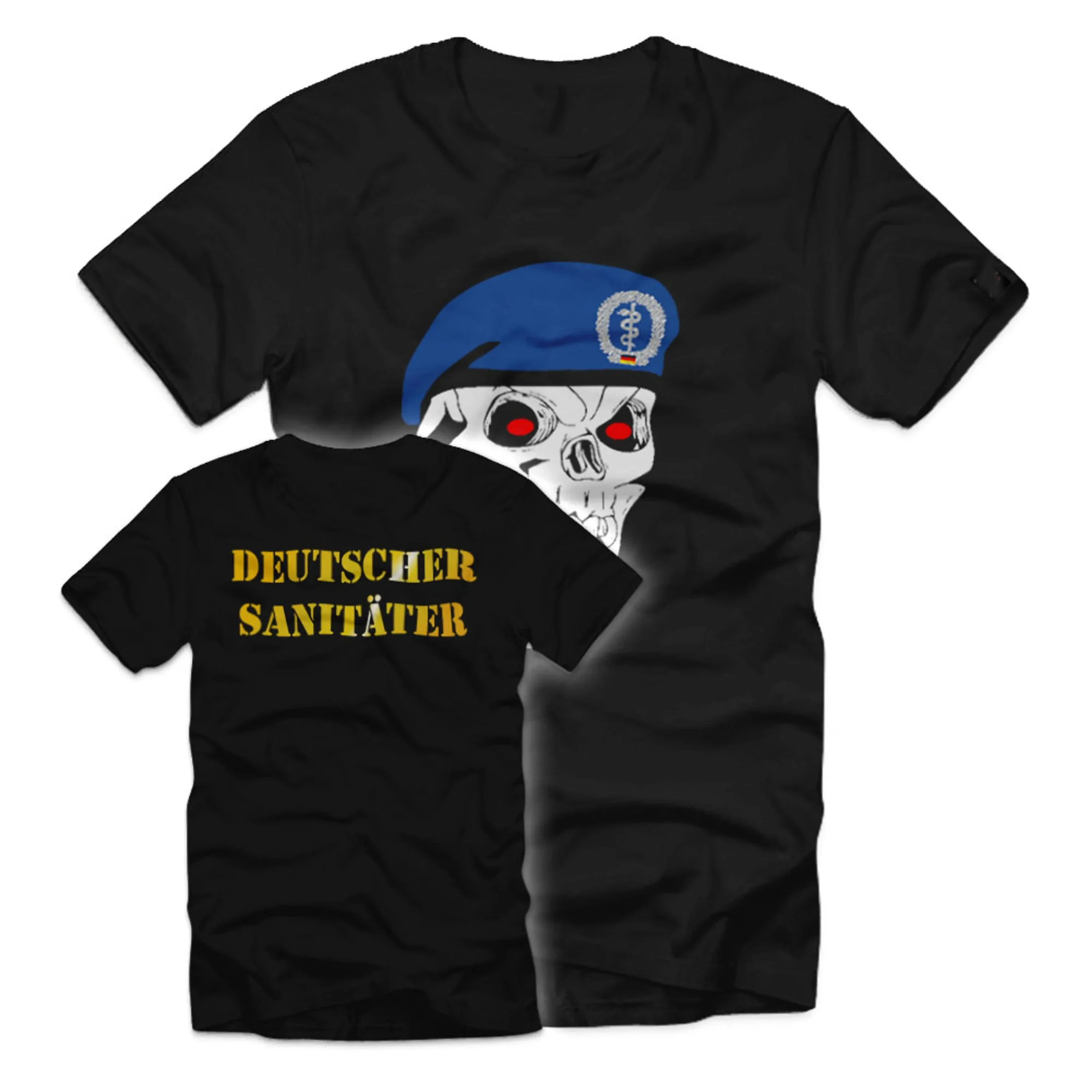 Deutscher Sanitätssoldat Cráneo Totenkopf Bundeswehr Bw Barett Camiseta. Camiseta de algodón de verano de manga corta con cuello redondo para hombre nueva S-3XL