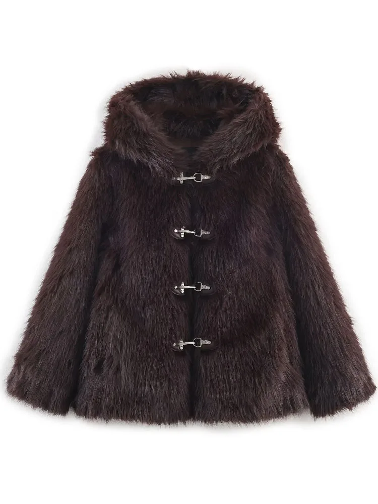 HH Winter Nieuwe Mode Dames Losse Chique Jassen Effen Capuchon Lange Mouwen Single Breasted Vrouwelijke Casual Warme Korte Jassen