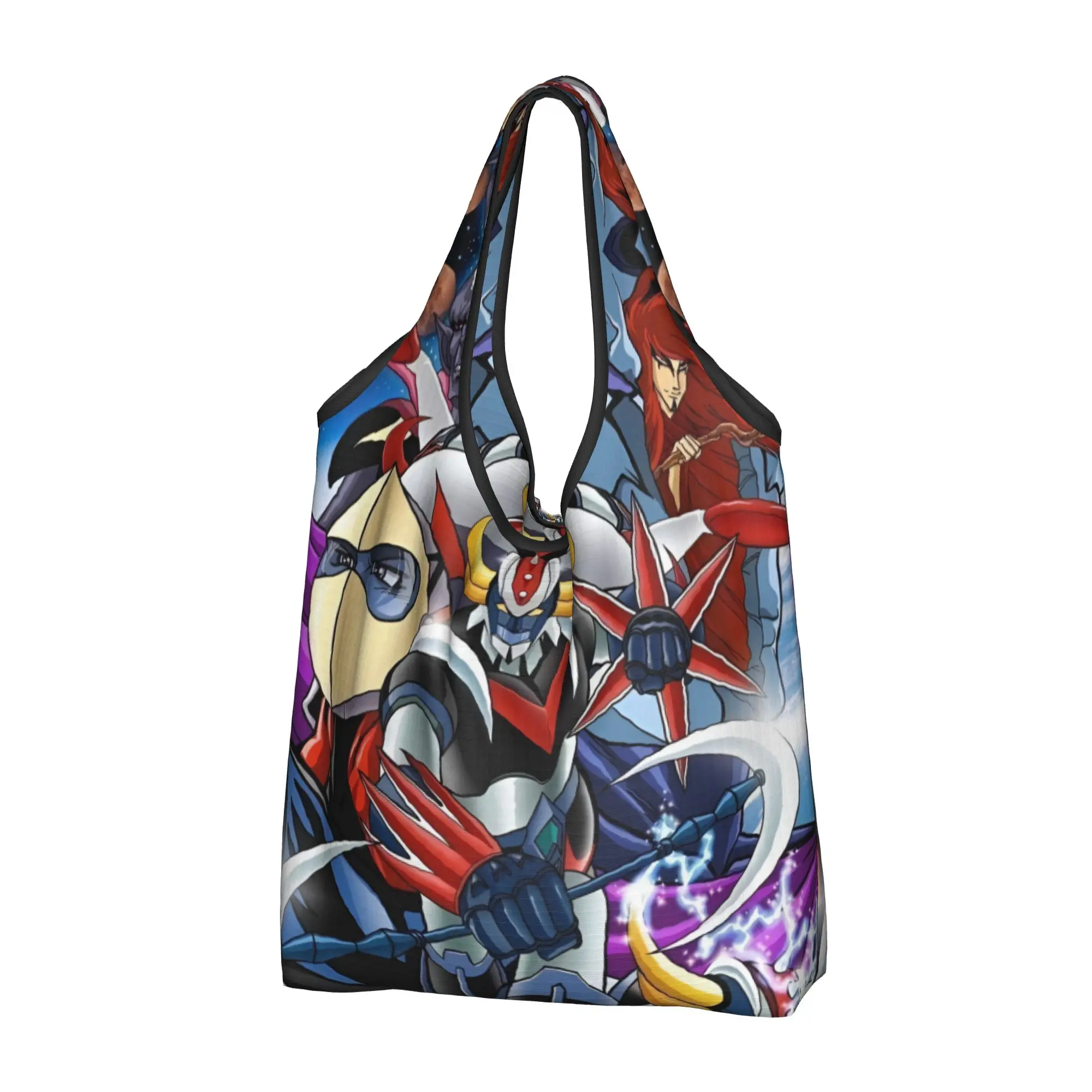 Comic G-Grendizeres Manga Groceries Shopping Bags Cute Shopper Shoulder Tote Bags Large Capacity Portable Manga Handbag