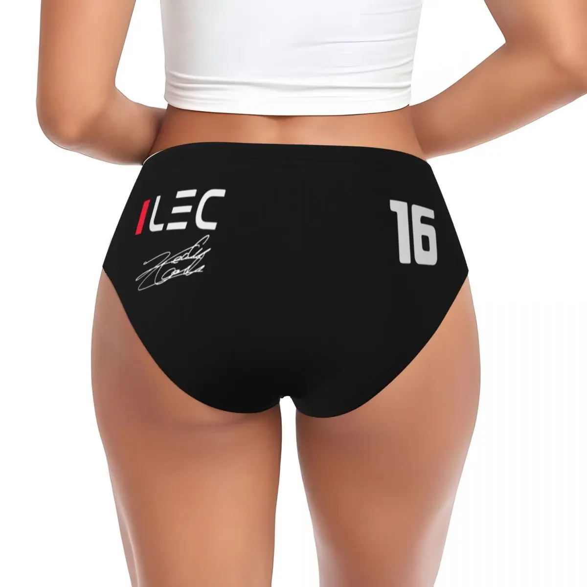 Custom Women's Charles Leclerc 16 Racing Car Brief Panties Female Soft Underwear Underpants