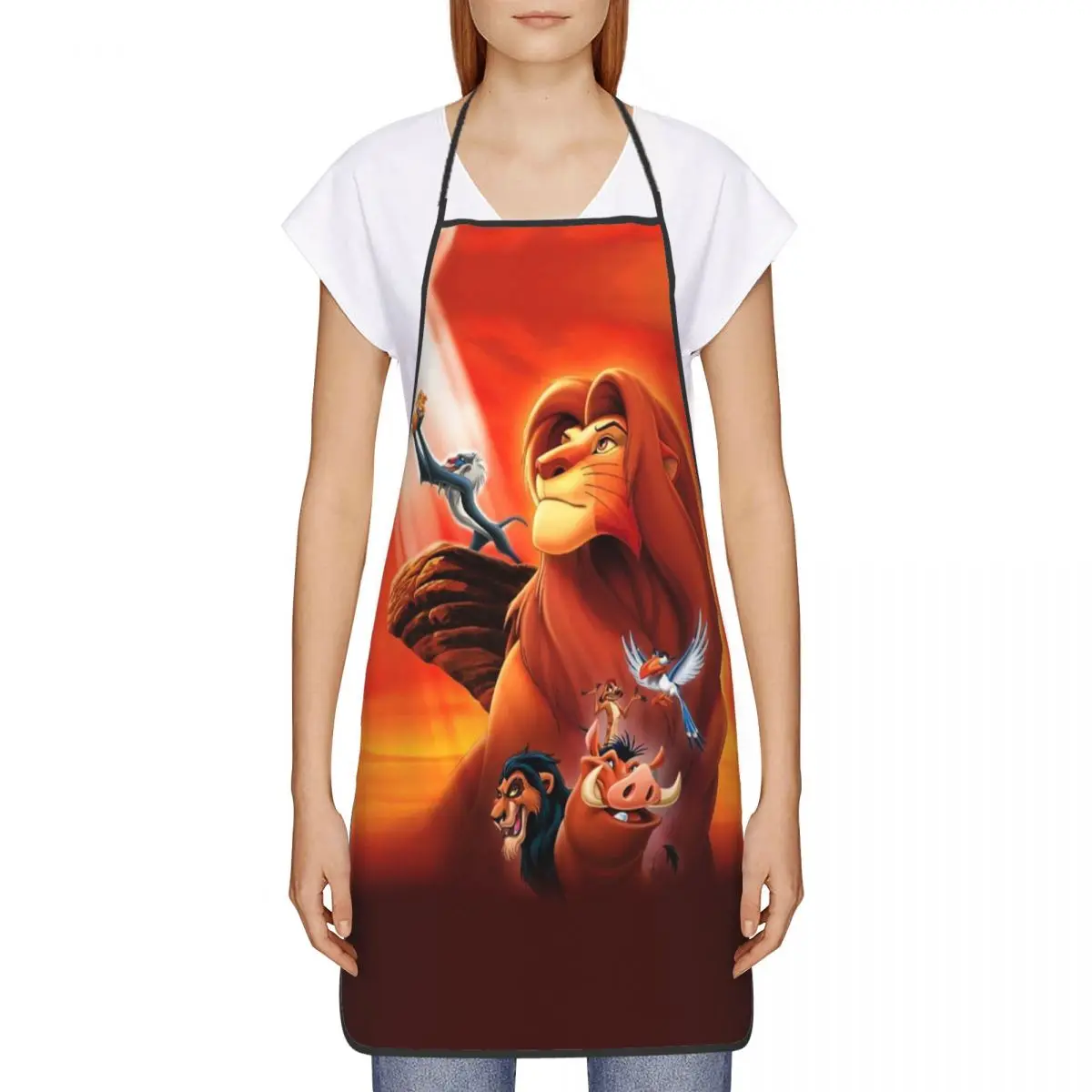 Custom Unisex The Lion King Simba Kitchen Chef Cooking Baking Apron Women Men Cartoon Movie Tablier Cuisine for Painting