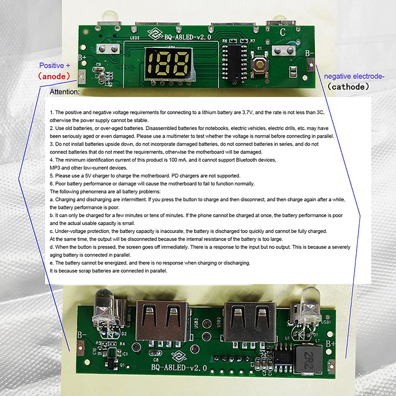 LED Dual USB 5V 2.4A Micro/Type-C USB Mobile Power Bank 18650 Charging Module Lithium Battery Charger Board Circuit Protection