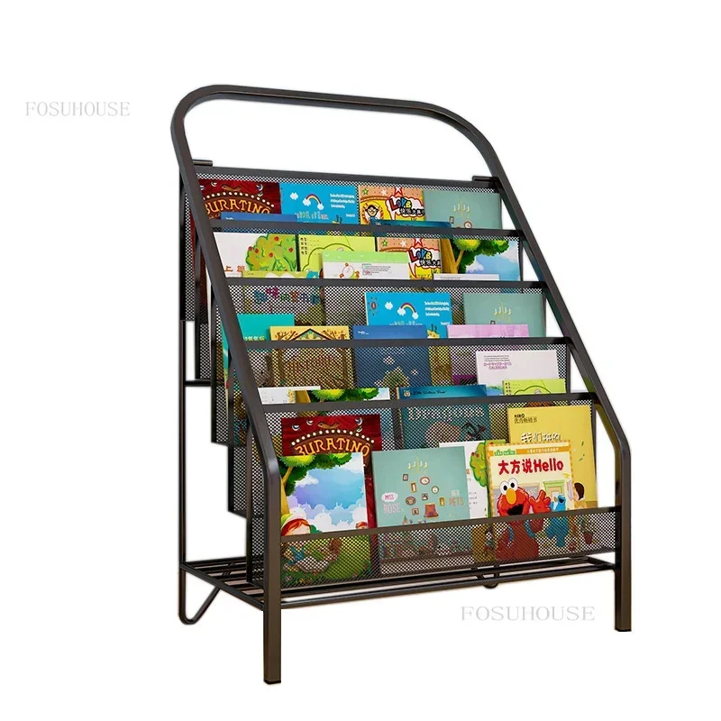 

Nordic Wrought Iron Bookshelf for Bedroom Shelves Modern Minimalist Picture Book Shelf Creative Bookcase Simple Shelving