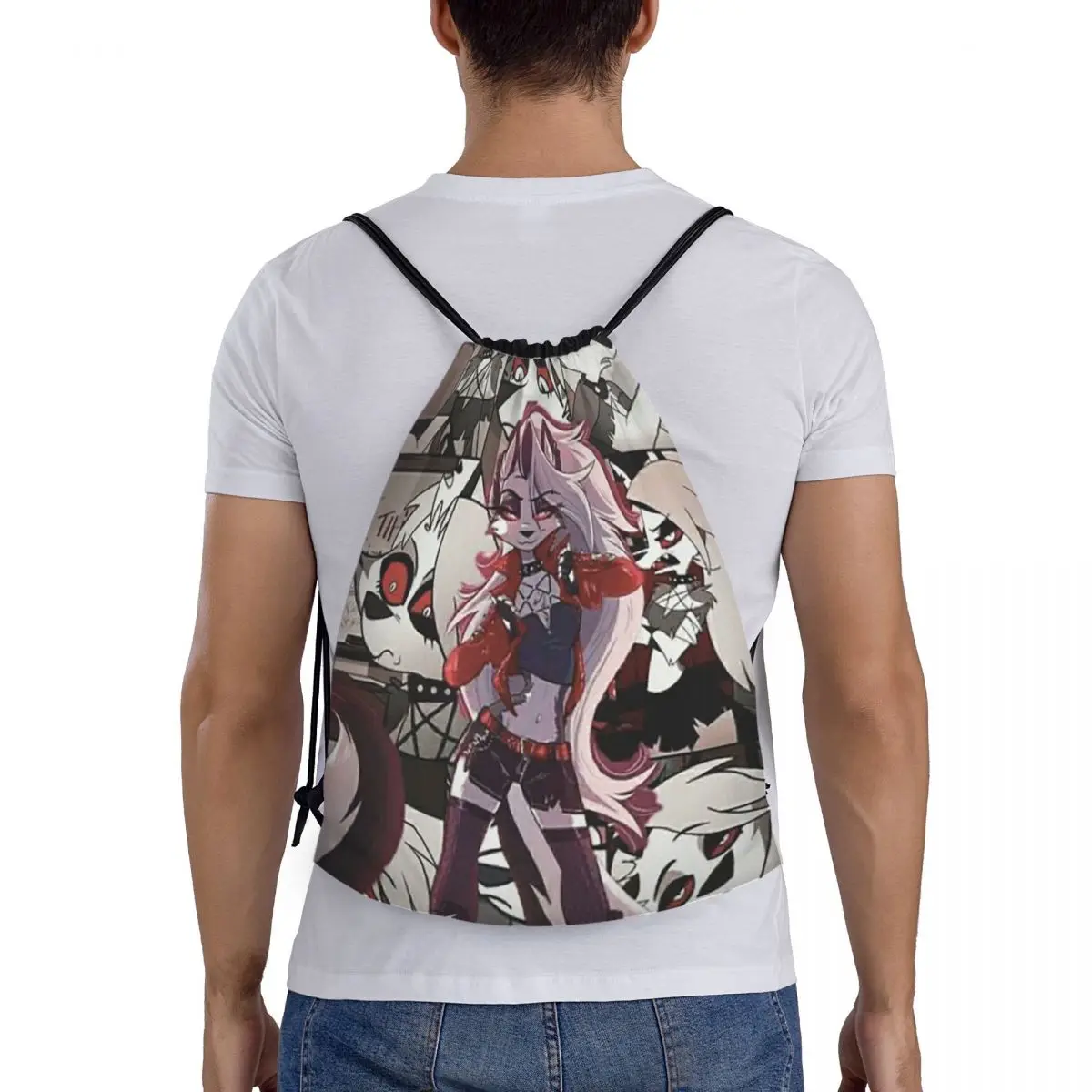 

Helluva Boss Loona Backpacks Multi-function Portable Drawstring Bags Sports Bag Book Bags For Travel School