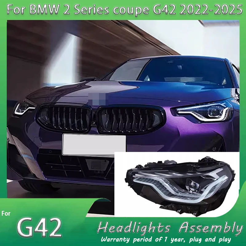 Auto Accessories Car For BMW 2 Series G42 Headlight Coupe 2020-2025 Upgrade Modified New DRL Dynamic Turn Signal LED Headlight