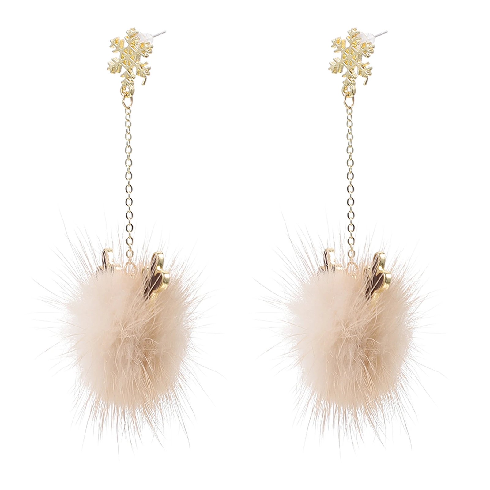 

Decorate Snowflake Antler Earrings Miss Christmas Reindeer Jewelry Hairball Ornament Girl