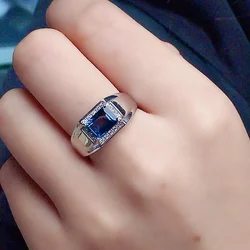 1ct 6mm*8mm VVS Grade Natural Topaz Ring Forman Fashion Topaz Silver Man Ring Real Silver Topaz Man Jewelry