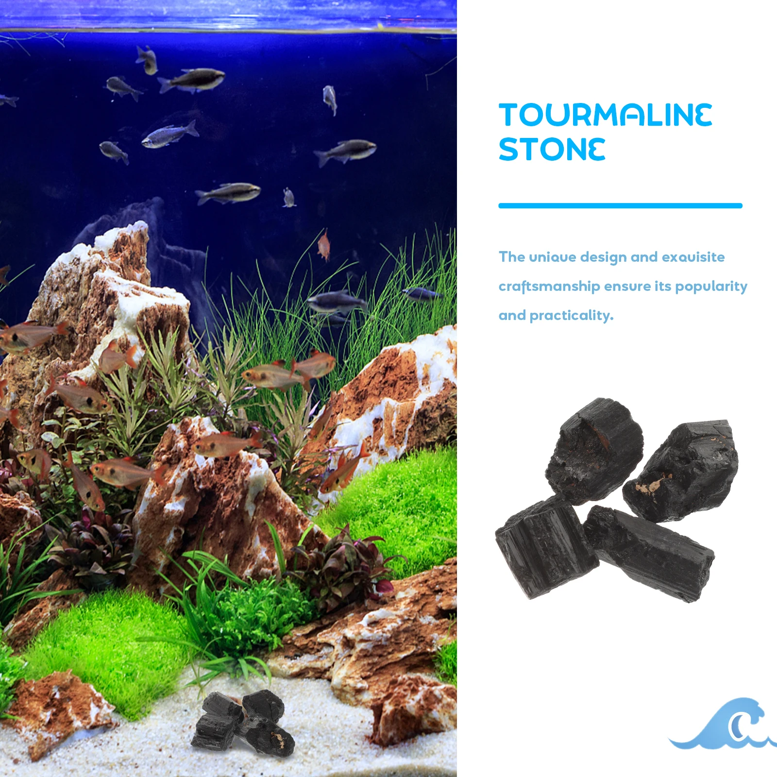 

1 Bag Natural Black Tourmaline Stone Smooth Decorative Fish Tank Home Office Decor Rock Crystal Ornament Vase Aquarium Planter
