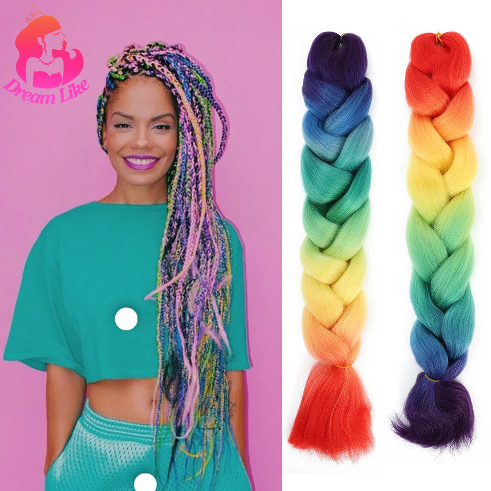 DREAM LIKE – Tresses Synthétiques KaneKalon, Couleur Ombrée, Longueur 60 cm, Pré-Étirées, Jumbo, Extensions Capillaires, 100 g/Pièce, Vente en Gros