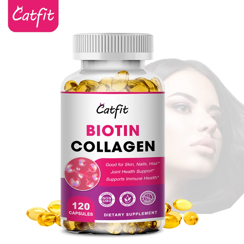 Catfit Compound Biotin & Collagen Capsule Protein Supplement for Skin Nails &Hair Growth Vitamin supplement for Women and man