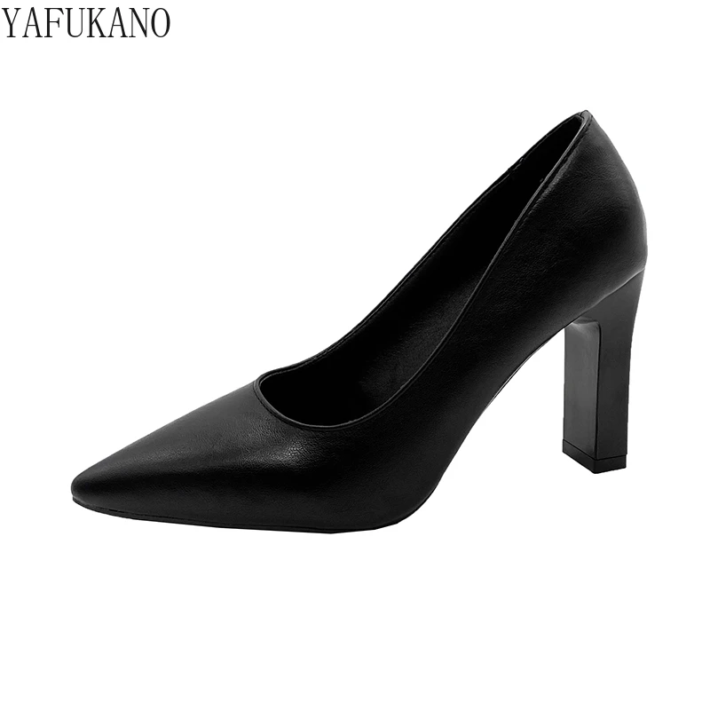 Fashion Small Thick Heel High Heels Matte Pointed Toe Shallow Mouth Casual Single Shoes Nude Party Dress Pumps Office Work Shoes