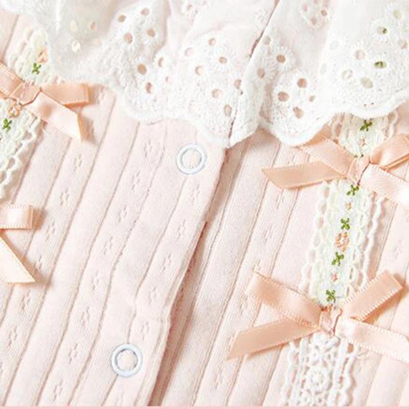 Spring Autumn 0-24M Toddler Baby Girl Romper Cotton Long Sleeve Lace Stitching Infant Baby Girls Jumpsuit Children Clothes