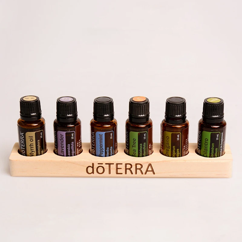 1 قطعة من الضروري النفط خشبية عرض موقف 6 حفرة الضروري النفط تخزين الرف السلس ل DoTERRA الزيوت الأساسية زجاجة عطر حامل